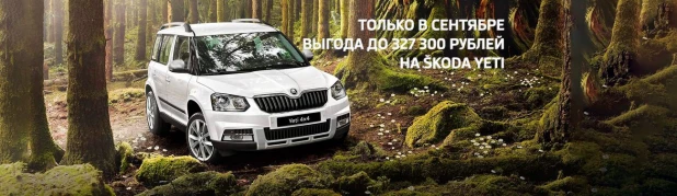 Skoda Yeti с выгодой до 327 300 рублей.