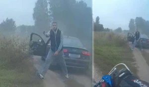 Водитель Audi с предметом, похожим на пистолет.