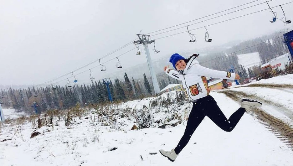 В Шерегеше идёт снег. Октябрь 2016 года.