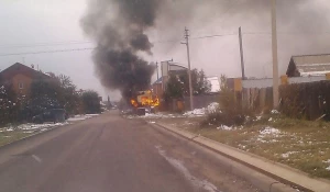 Пожар в грузовом автомобиле.