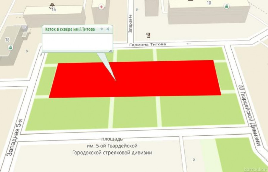 Карта новых катков в Октябрьском районе.