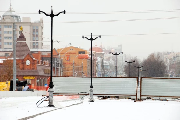 Реконструкция моста через Барнаулку на проспекте Ленина в Барнауле. 9 ноября 2016 года.