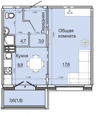 Стоимость такой 1 ком (37 м2) квартиры от 1 330 000 руб.