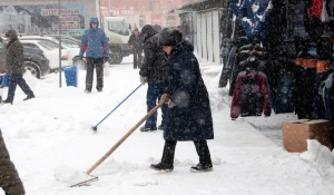 Снег и метель в Барнауле.