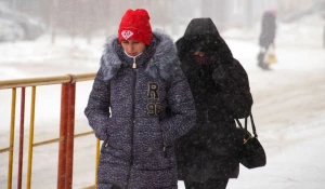 Снег и метель в Барнауле.