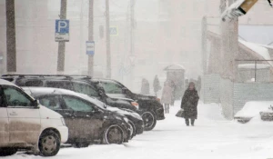 Снег и метель в Барнауле.