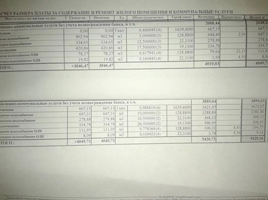 Квитанции за коммуналку за октябрь и ноябрь.