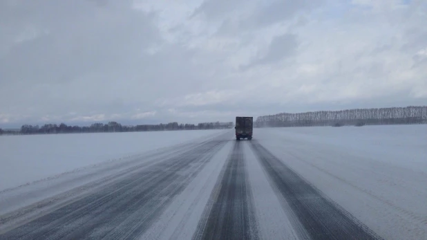 Метель на трассе "Барнаул - Бийск".