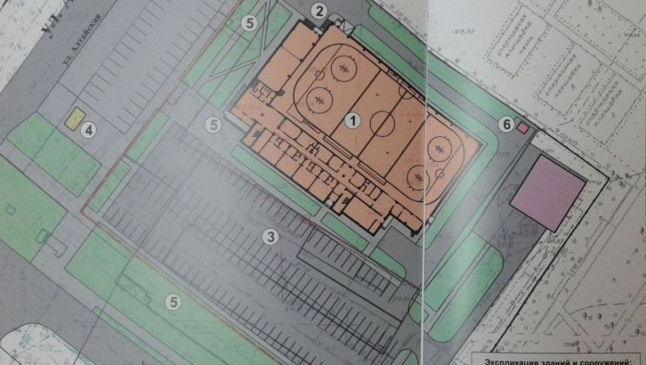 План здания катка и прилегающей территории в Рубцовске.