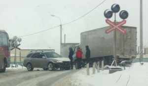 ДТП на проспекте Космонавтов в Барнауле. 18 декабря 2016 г.
