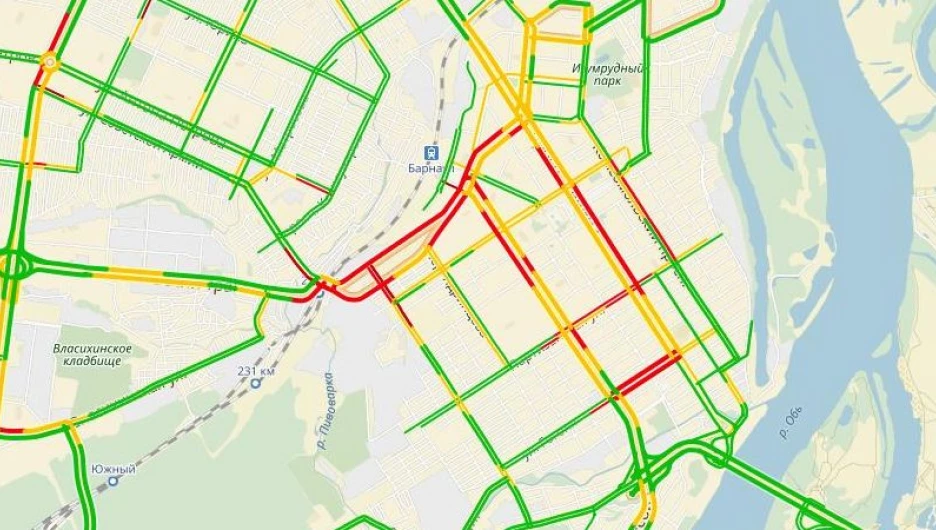 Пробки в Барнауле 21 декабря.