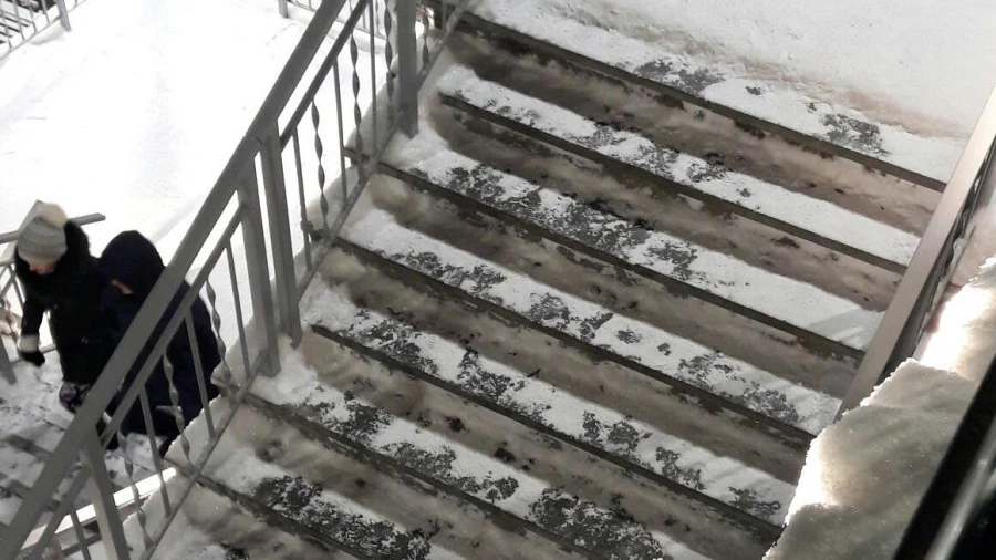 Лестница в Нагорном парке зимой.