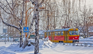 Зима в Барнауле. Общественный транспорт.