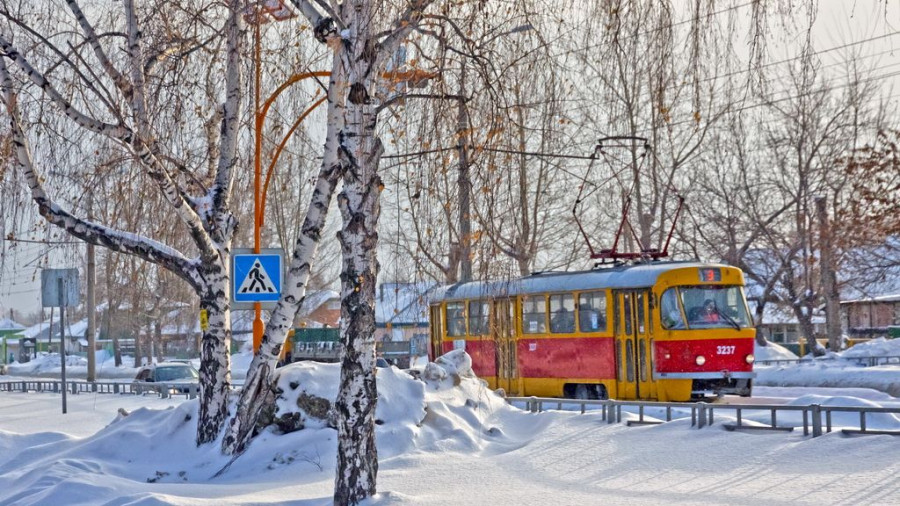 Зима в Барнауле. Общественный транспорт.