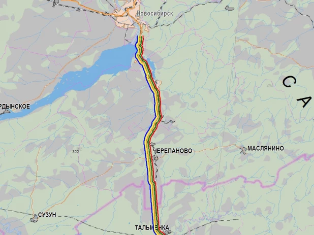 Карта покрытия сотовой связью трассы М-52.