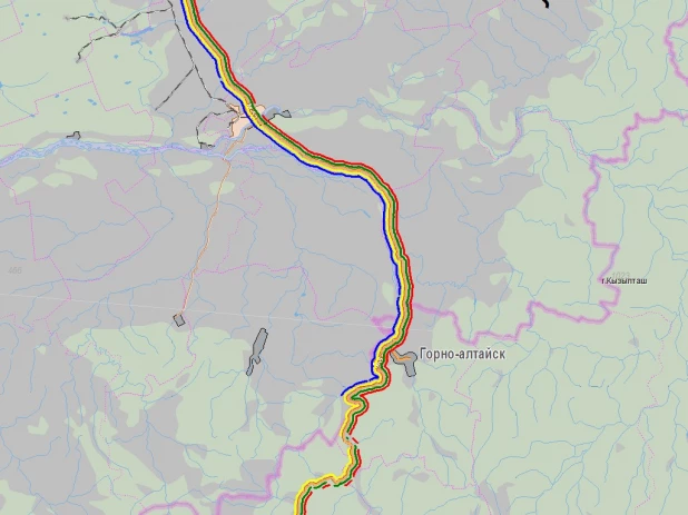 Карта покрытия сотовой связью трассы М-52.