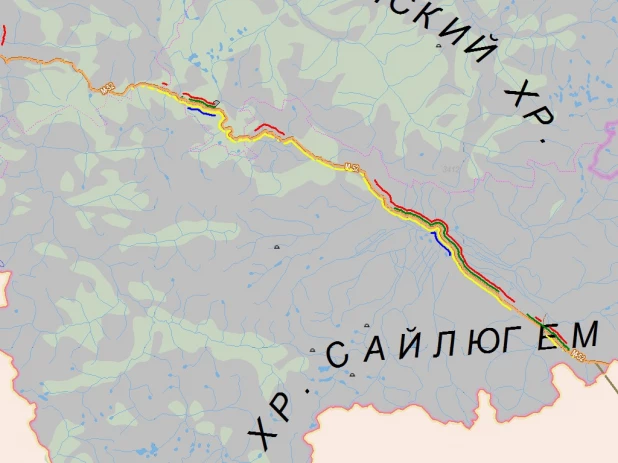 Карта покрытия сотовой связью трассы М-52.