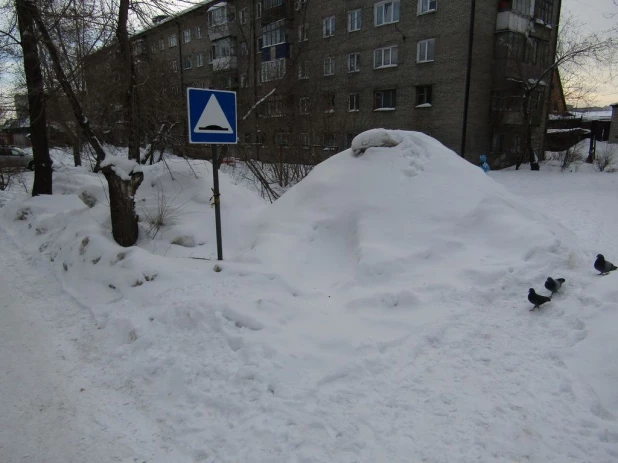 Сугробы в Барнауле и Новоалтайске.