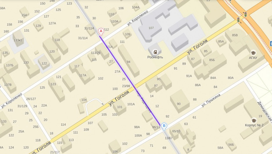 Переулок Радищева будет перекрыт на этом участке с 2 февраля до 15 марта.