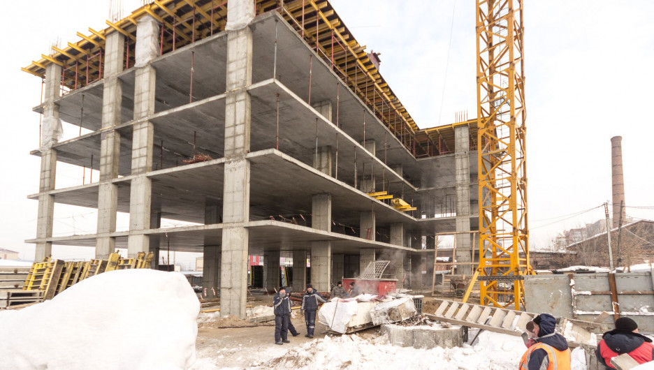 Строительство первого дома квартала "Локомотив". Февраль 2017 года.