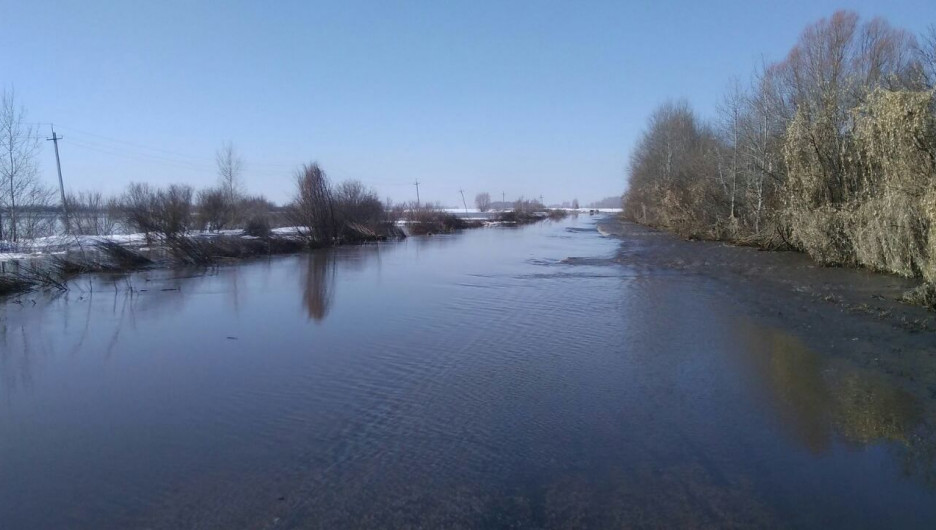 В Завьяловском районе закрыли дорогу из-за перелива паводковых вод. Паводок на Алтае-2017.