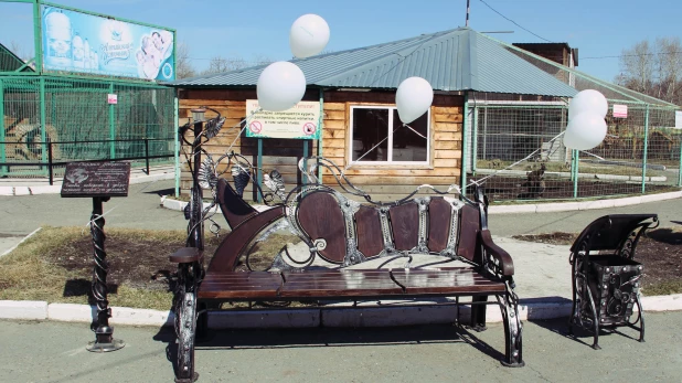 Открытие скамейки добра в Барнауле.