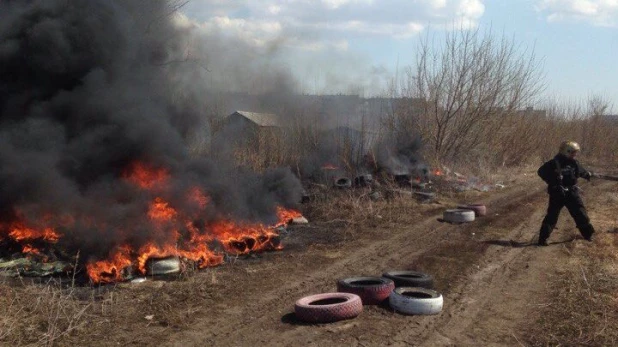 Пожар в Барнауле.