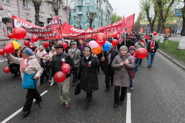 Первомайская демонстрация в Барнауле, 2017.