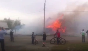 В барнаульском послеке Новосиликатном горел частный дом. 6 мая 2017 года.