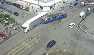 ДТП с участием трамвая в Бийске.