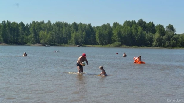 Купальный сезон на городском пляже в Барнауле.