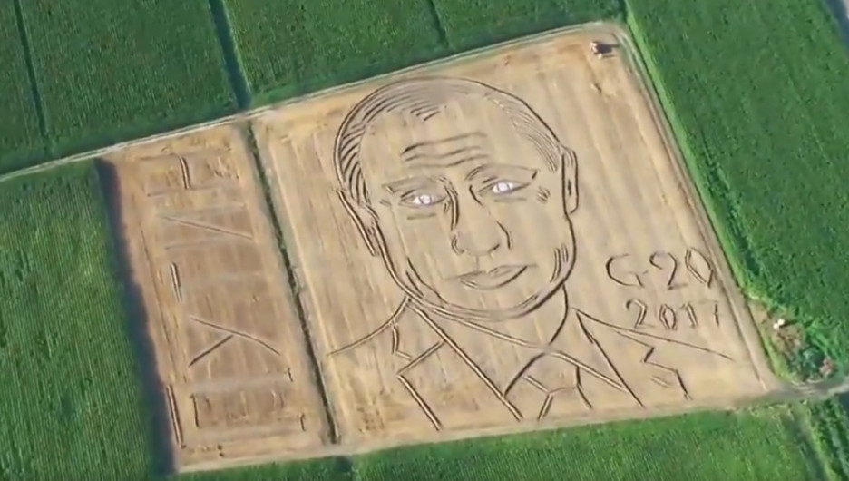 Итальянский фермер на поле "нарисовал" портрет Владимира Путина. 