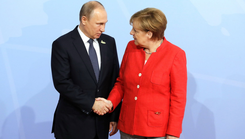 Владимир Путин и Ангела Меркель на саммите G20 в Гамбурге.
