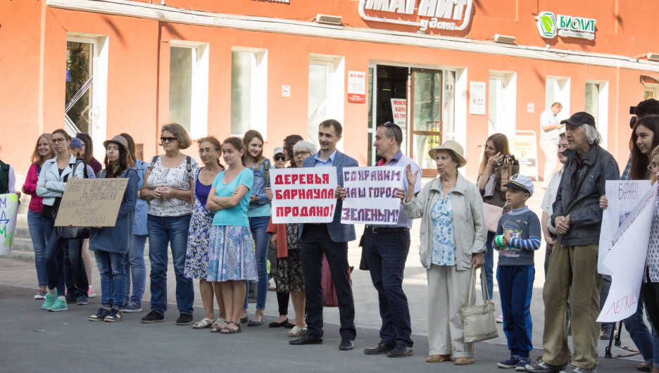 Митинг против вырубки деревьев в Барнауле.