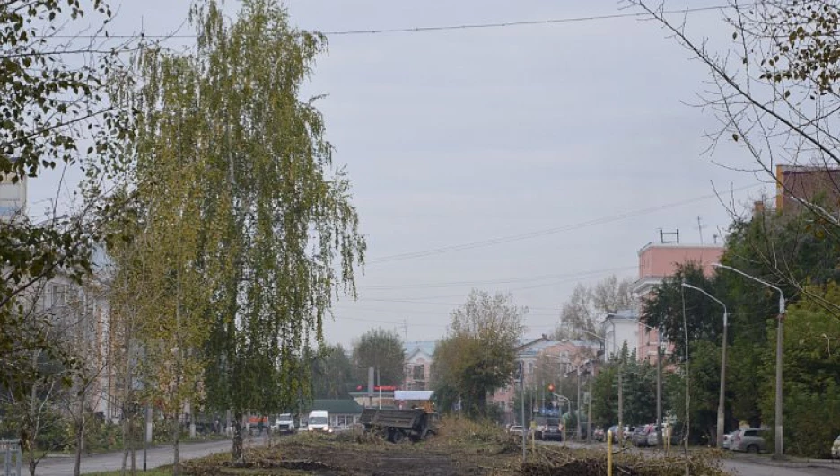 Вырубка деревьев на аллее на ул. Профинтерна