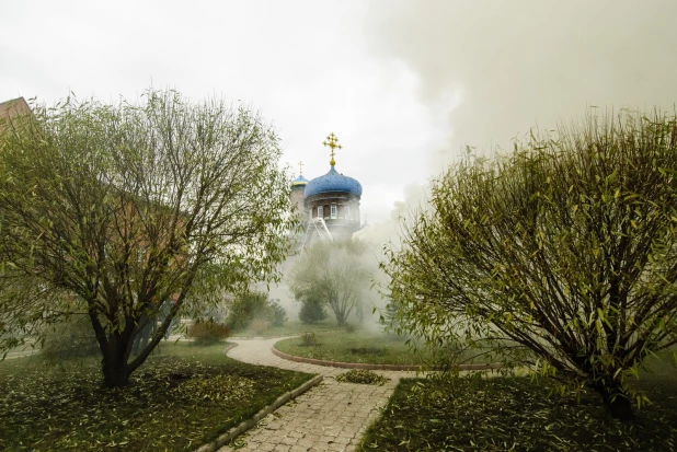 Пожар на территории Покровского собора.