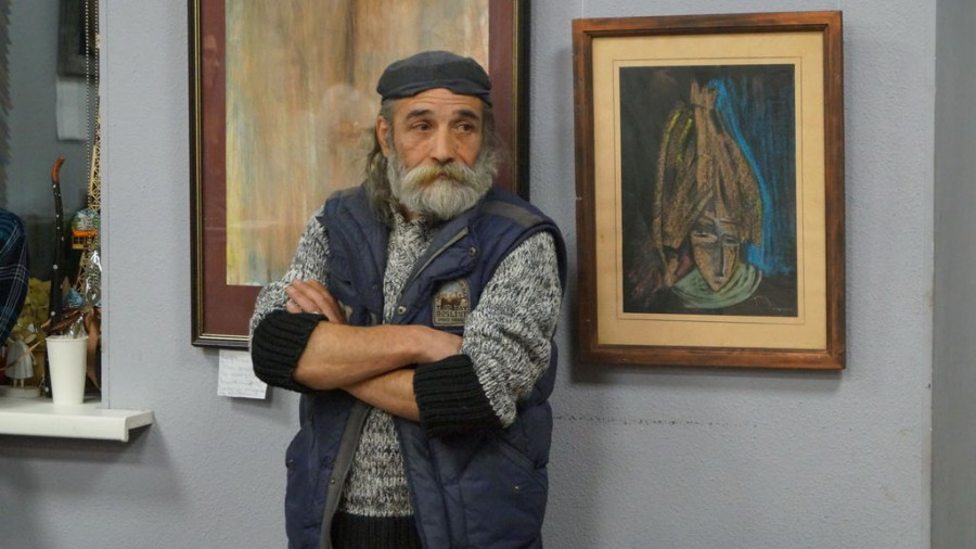 Арам Маилян на открытии своей выставки в галерее &quot;Бандероль&quot;.