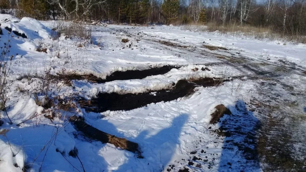 Дорога к ямам в районе завода по производству костной муки.