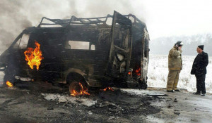 Под Искитимом сгорела пассажирская "Газель". 5 декабря 2017 года.