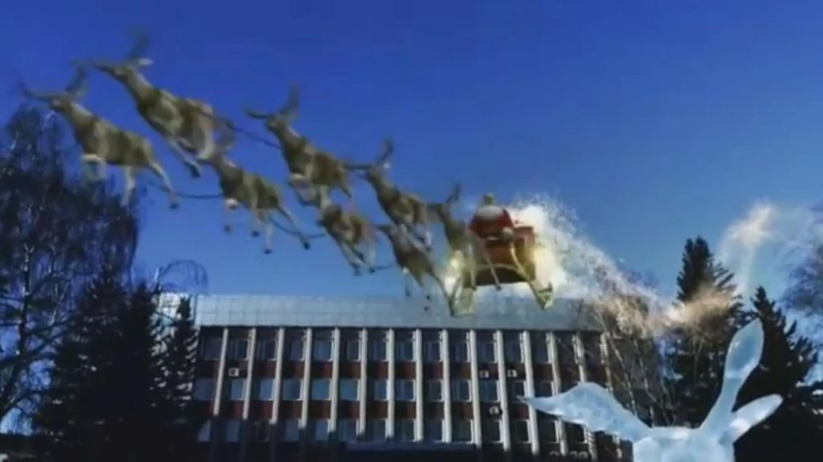 Санта-Клаус с упряжкой оленей &quot;пролетел&quot; над Алтайским краем.