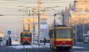 Барнаул зимой. Транспорт. 