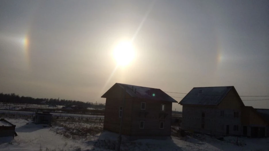 Гало в Барнауле. 14 января 2018 года.