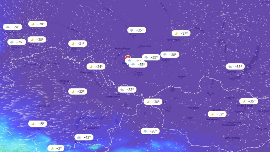 Погода в Сибири 24 января 2018.