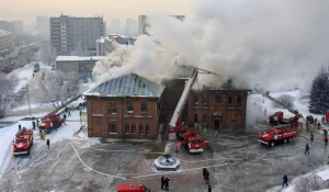 Пожар в "Доме афганца" в Барнауле.