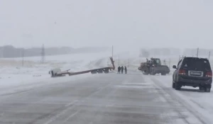 В Алтайском крае тягач на скорости слетел с трассы.
