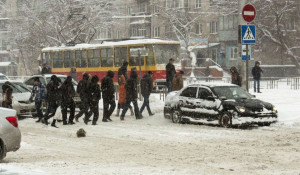 Снегопад в Барнауле.