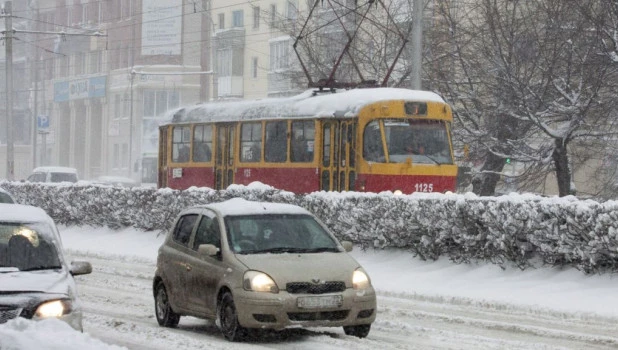 Снегопад в Барнауле.