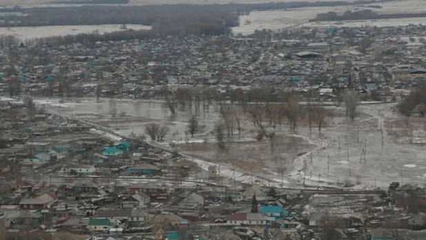 Паводок на Алтае 2018. Вид сверху, март.