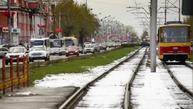 Снег в мае в Барнауле.