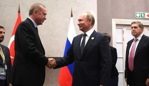 Владимир Путин с президентом Турции Реджепом Тайипом Эрдоганом.